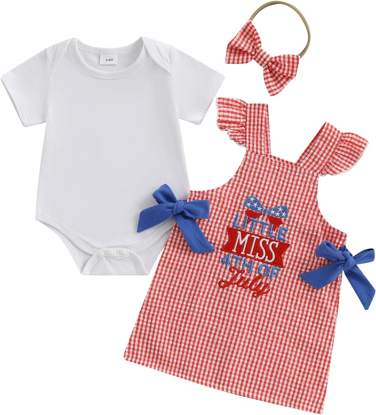 ست لباس دخترانه نوزادی BeQeuewll برای چهارم جولای، شامل رامپر، دامن و گلدوزی حروف، 3 تکه لباس میهن پرستانه دخترانه ست لباس دخترانه نوزادی BeQeuewll برای چهارم جولای، شامل رامپر، دامن و گلدوزی حروف، 3 تکه لباس میهن پرستانه دخترانه