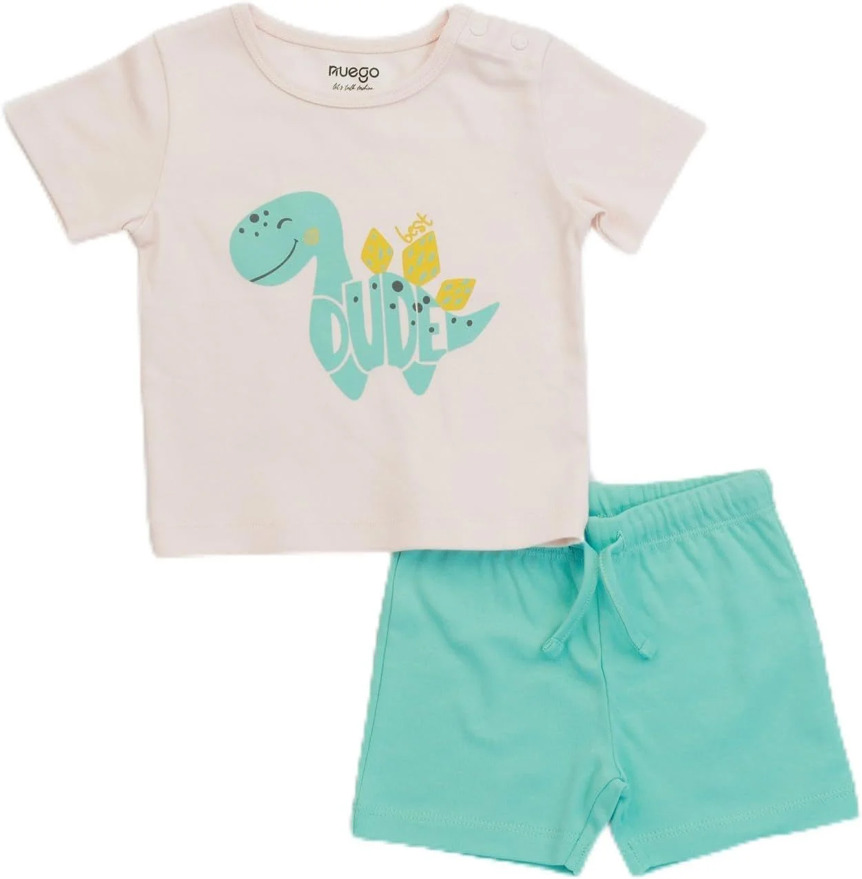 ست لباس نوزادی پسرانه طرح حیوانات نئوگو، تیشرت آستین کوتاه یقه گرد و شورت، مناسب نوزادان 0-24 ماه (صورتی، آبی)