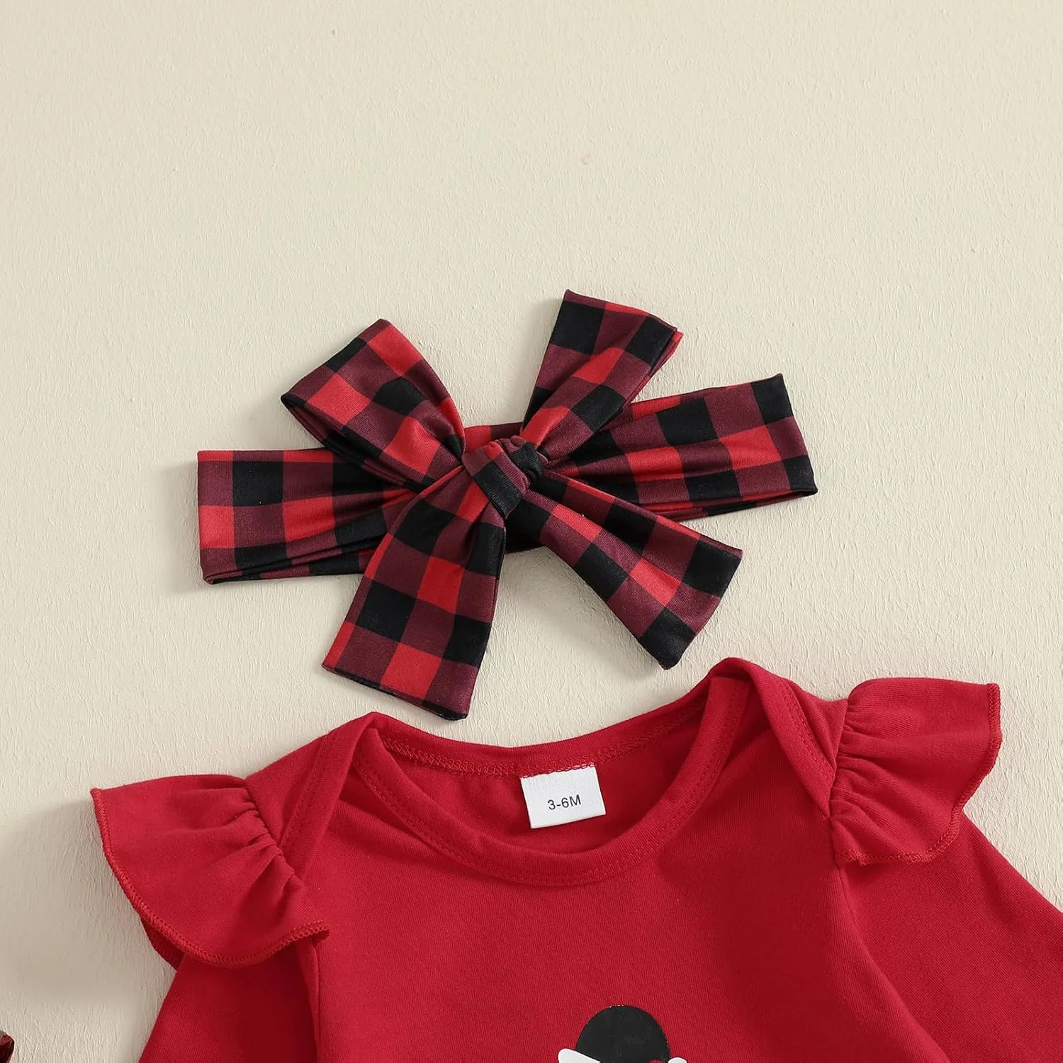 ست لباس نوزاد دخترانه Geagodelia، شامل بادی آستین بلند، دامن چهارخانه، هدبند و جوراب ساق بلند، مناسب برای فصل پاییز و بهار