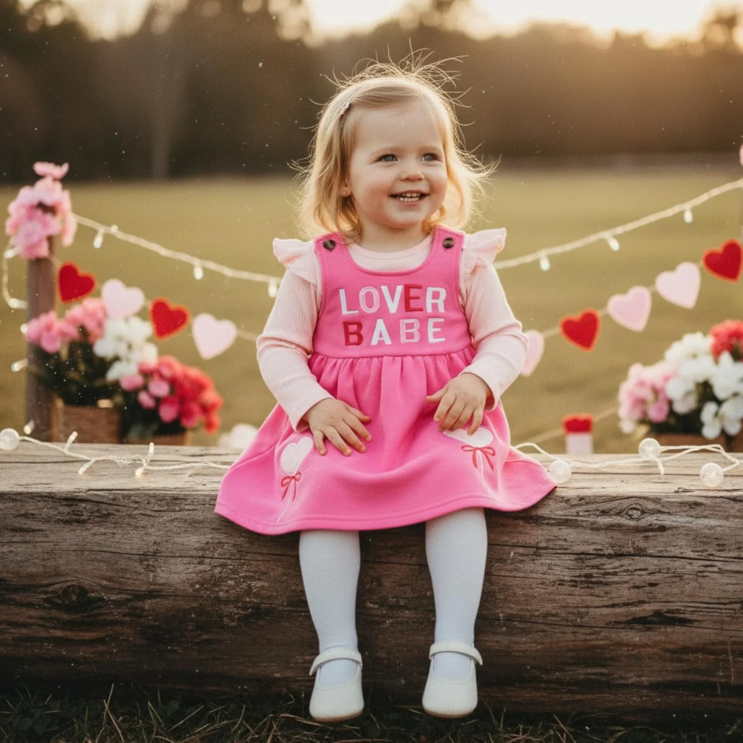 ست لباس نوزادی دخترانه برای روز ولنتاین، شامل رامپر طرح دار و دامن پیشبندی گرم ست لباس نوزادی دخترانه برای روز ولنتاین، شامل رامپر طرح دار و دامن پیشبندی گرم