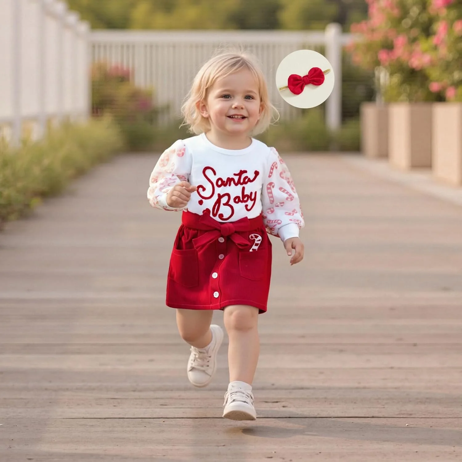 لباس کریسمس نوزادی دخترانه، تاپ آستین بلند و دامن کبریتی لباس کریسمس نوزادی دخترانه، تاپ آستین بلند و دامن کبریتی