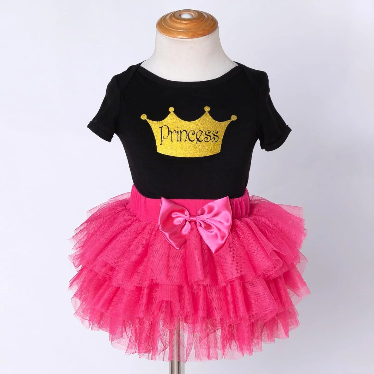 ست لباس تولد یک سالگی نوزاد دختر، شامل بادی آستین کوتاه، دامن توتو و هدبند، مناسب برای عکس نوزادی