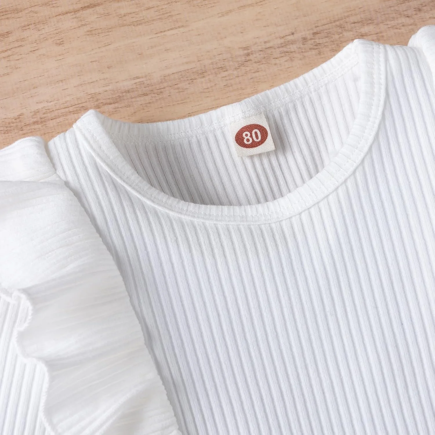 ست لباس دخترانه پاییزه زمستانه، بافتنی پنبه ای، رنگ ثابت، آستین بلند چین دار، تاپ و دامن کوتاه