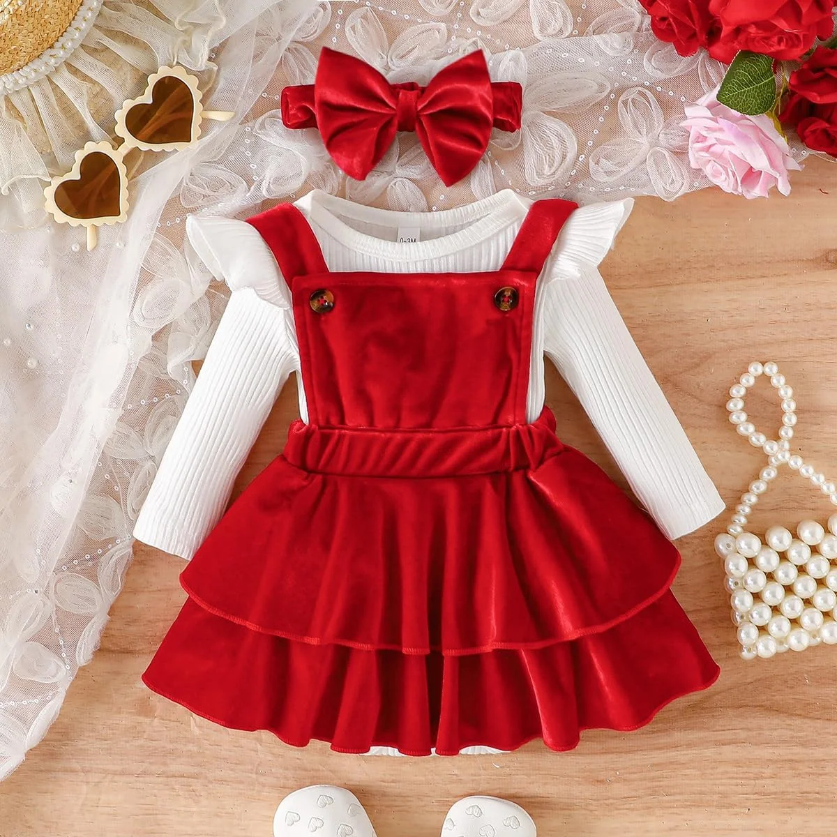 لباس های دوست داشتنی دخترانه برای کریسمس، بلوز آستین بلند راه راه، دامن مخملی بند دار قابل تنظیم به همراه هدبند لباس های دوست داشتنی دخترانه برای کریسمس، بلوز آستین بلند راه راه، دامن مخملی بند دار قابل تنظیم به همراه هدبند