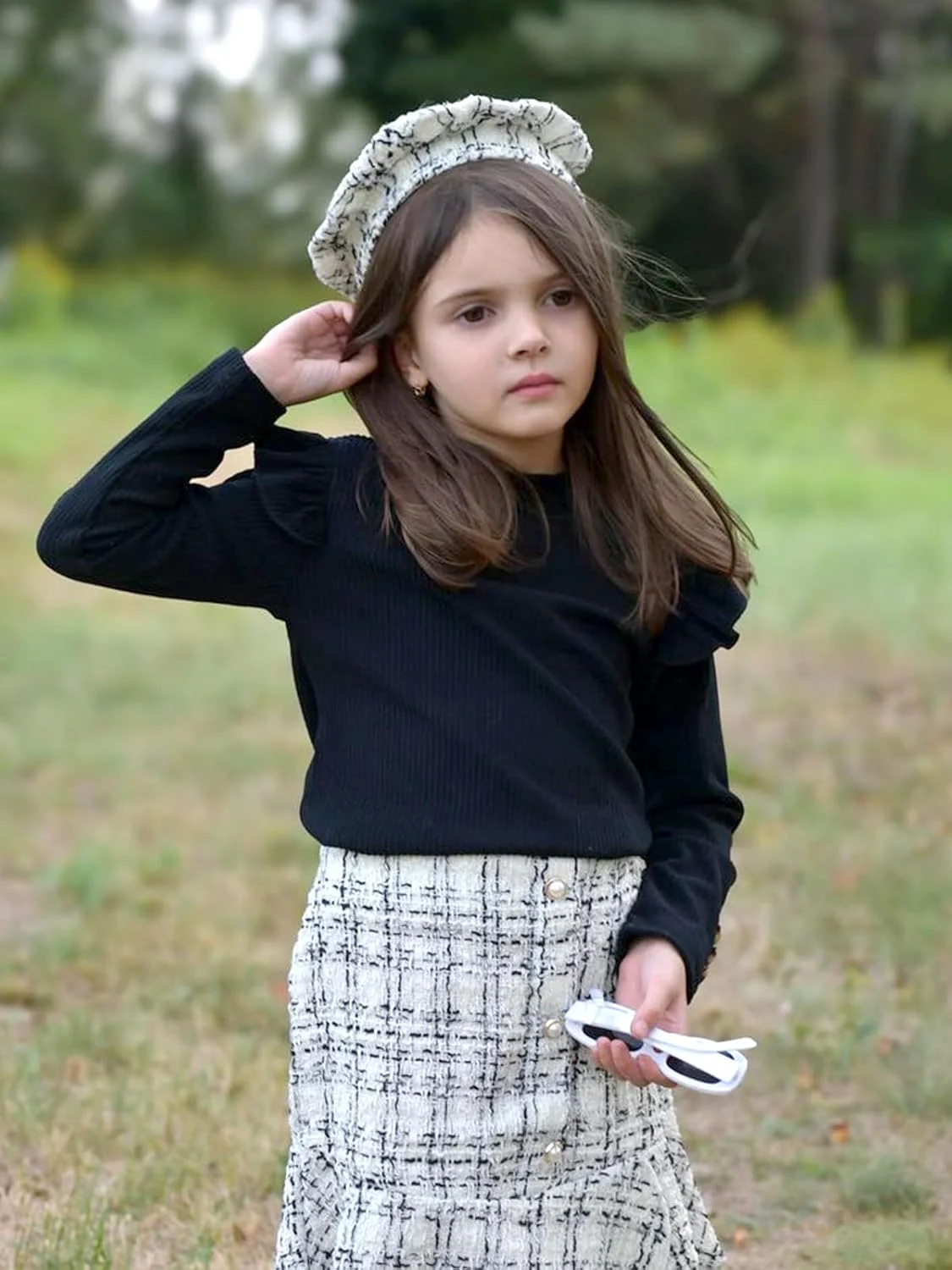 ست لباس ۳ تکه دخترانه Miipat شامل بلوز آستین بلند و دامن کوتاه به همراه کلاه - مناسب فصل پاییز و زمستان