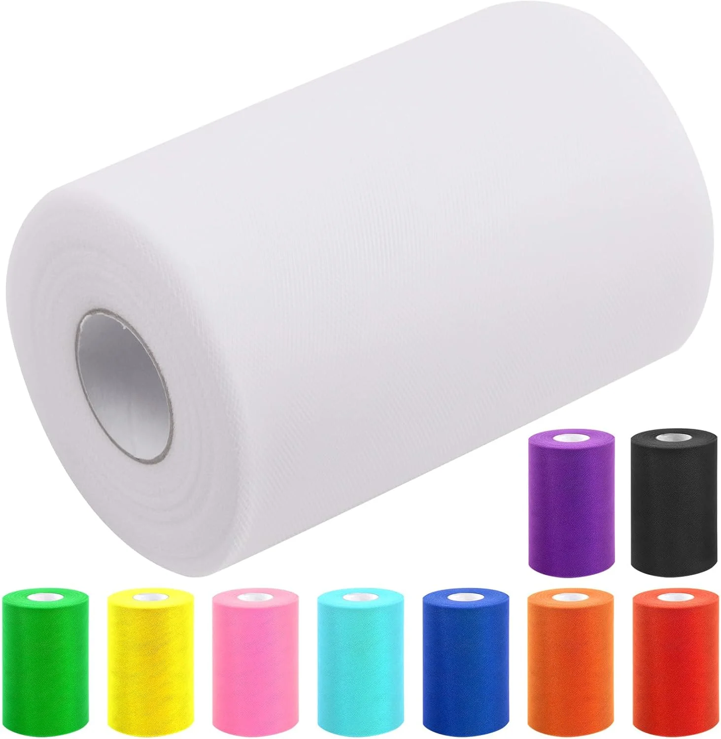 رول پارچه تور سفید Glarks، 1 عدد، 15 سانتی متر در 91 متر، قرقره پارچه ارگانزا توری برای ساخت دامن توتو، دکوراسیون جشن نوزاد، پس زمینه عروسی، کاردستی و لوازم جشن تولد