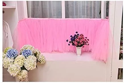 دامن میز توری صورتی 90 سانتی متری، رومیزی حاشیه دار توری صورتی سرزمین عجایب با لبه صاف برای تزئین میز دسر کیک تولد جشن عروسی کریسمس، 78 در 91 سانتی متر دامن میز توری صورتی 90 سانتی متری، رومیزی حاشیه دار توری صورتی سرزمین عجایب با لبه صاف برای تزئین میز دسر کیک تولد جشن عروسی کریسمس، 78 در 91 سانتی متر