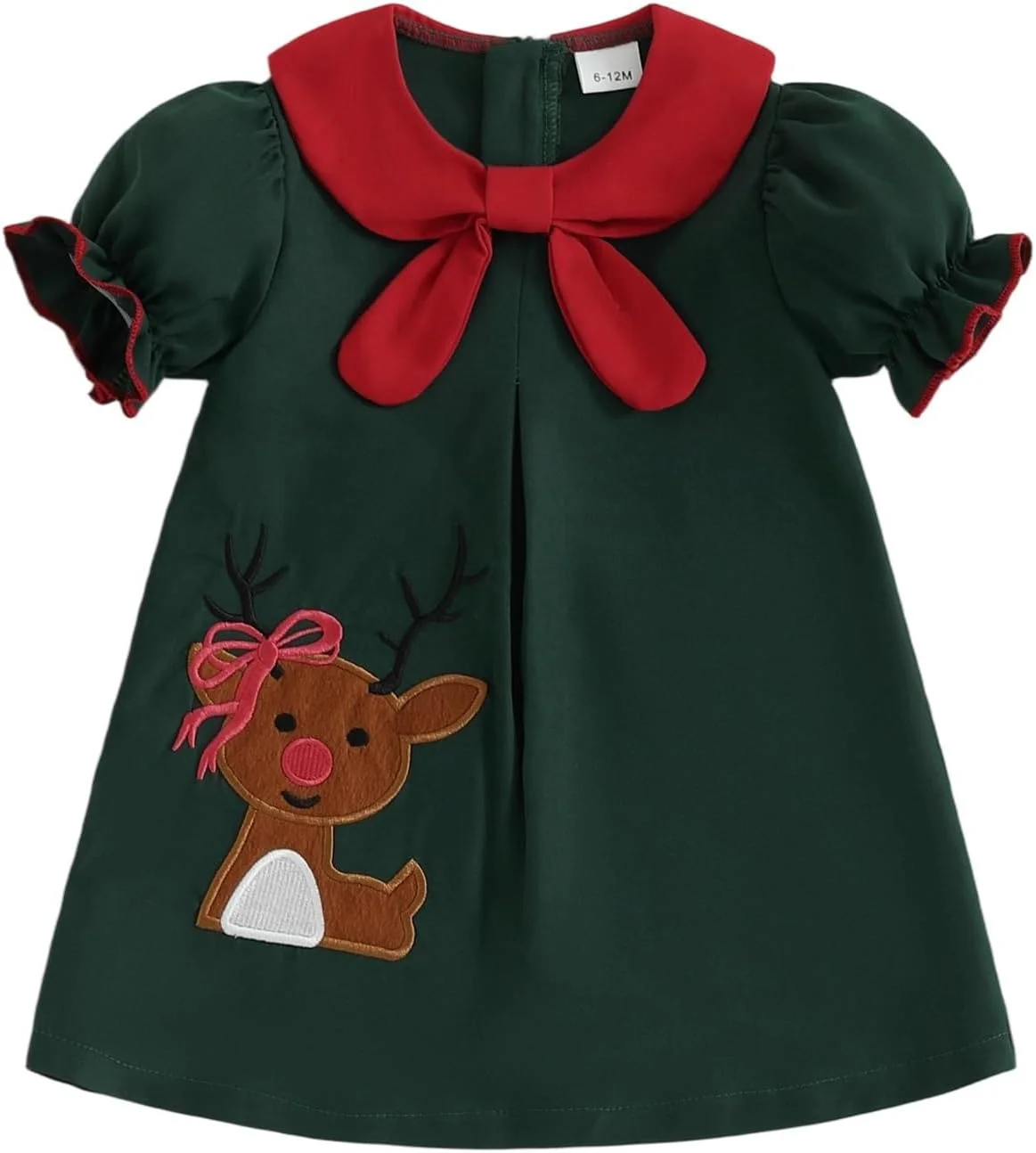 لباس کریسمس دخترانه بچه گانه Honganda، آستین کوتاه، طرح گوزن کارتونی، دامن، لباس کریسمس شاد