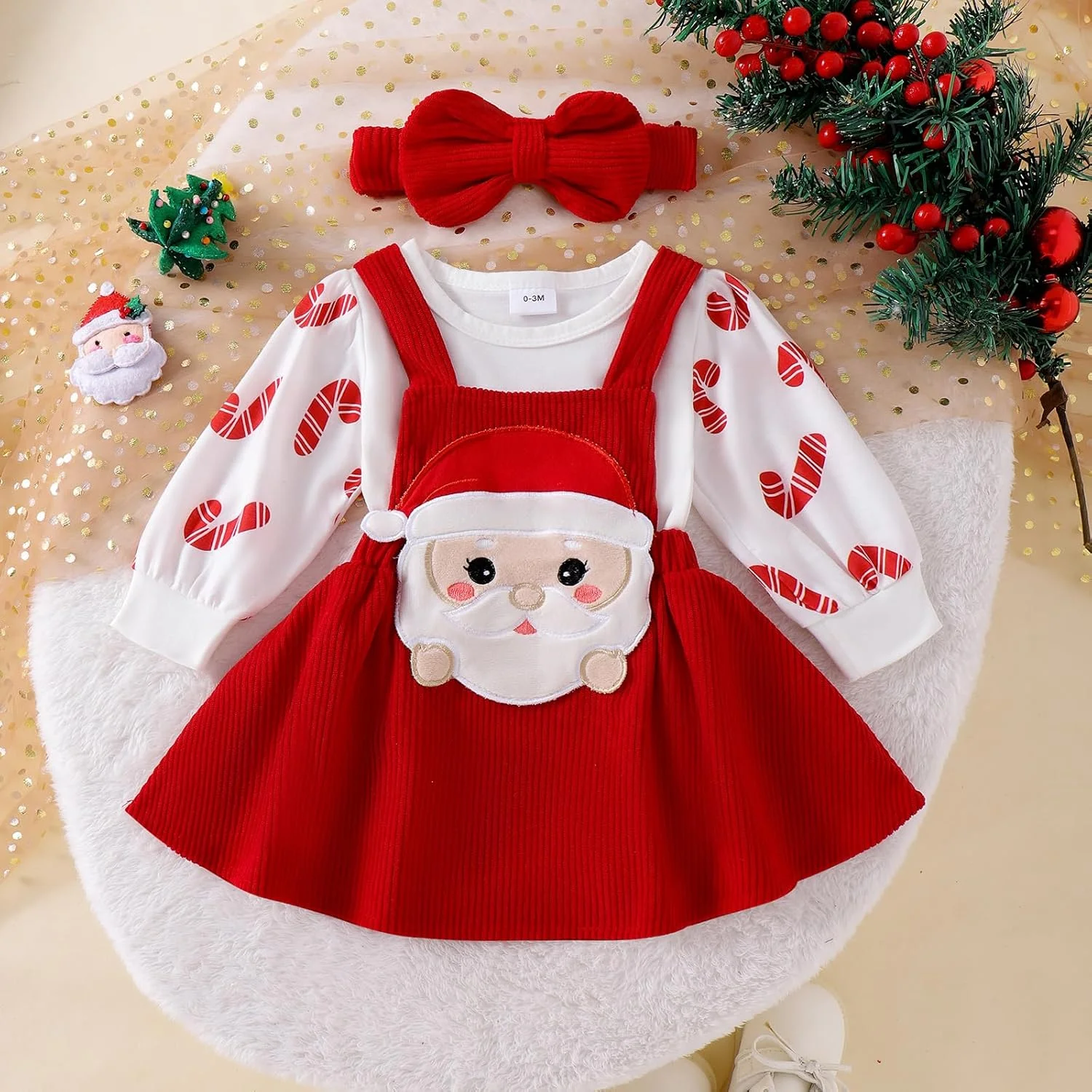 ست لباس دخترانه نوزادی YINGISFITM با طرح های جشن شکرگزاری، هالووین و کریسمس شامل رامپر آستین بلند و دامن پیشبندی