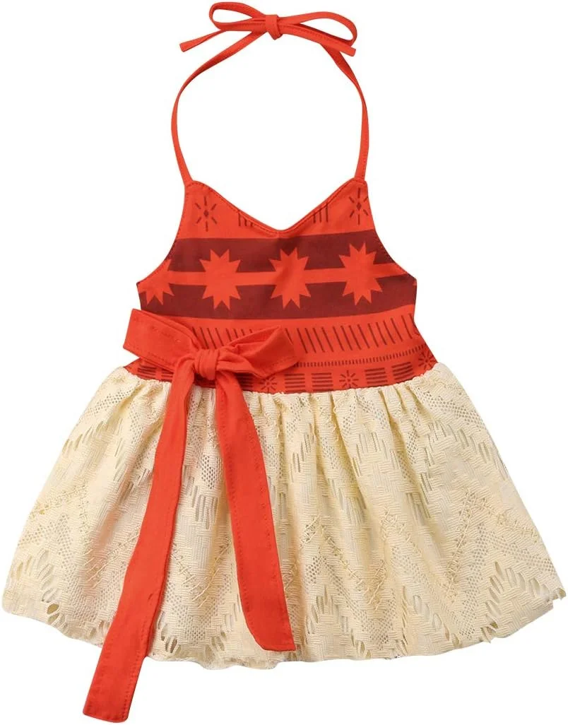 پیراهن تکه دوزی نوزاد دخترانه، پیراهن یکسره یقه بندی بدون آستین پشت باز توری دامن A-line