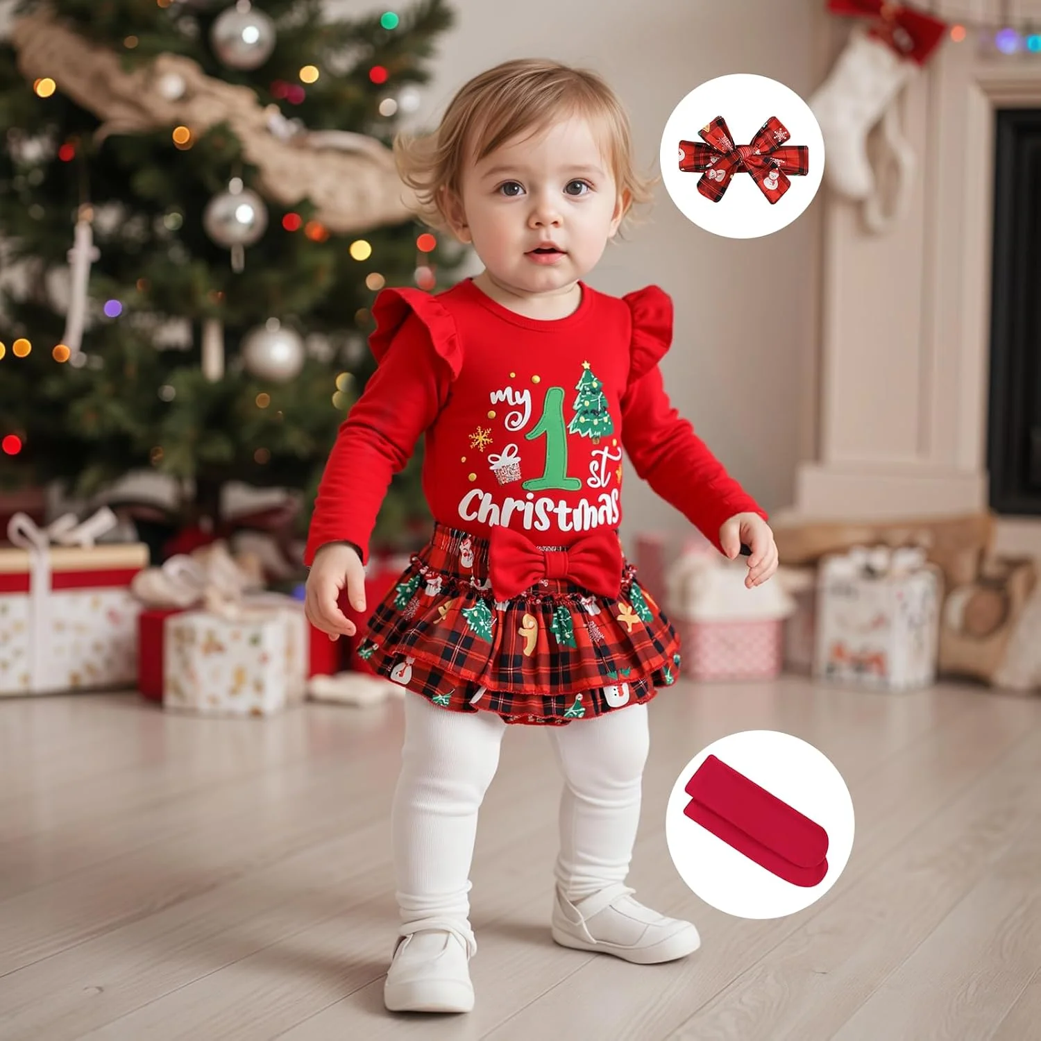 لباس نوزادی دخترانه برای اولین جشن ، رامپر، دامن چین دار توتو، هدبند، لباس های زیبا