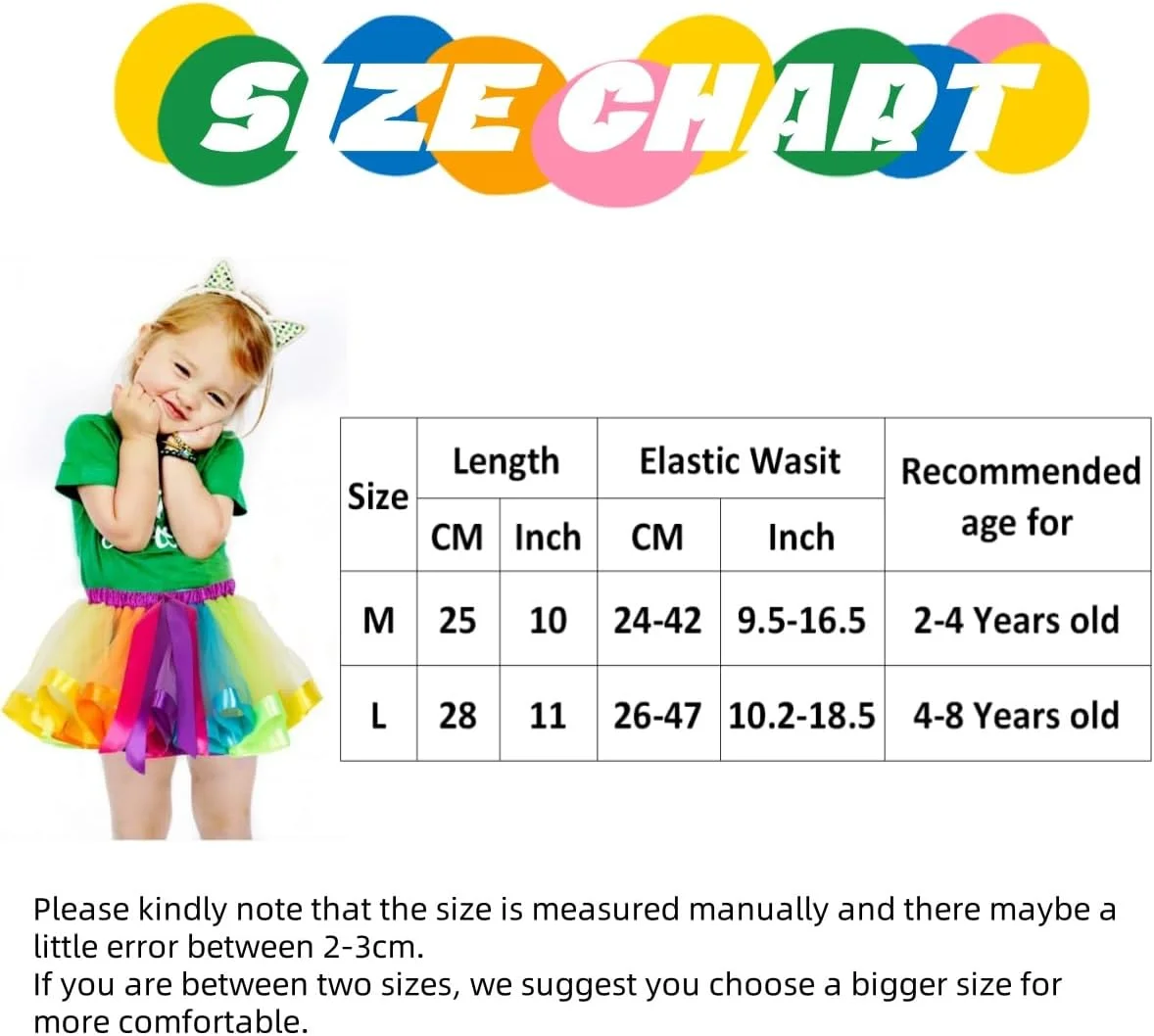 دامن توتو رنگین کمانی دخترانه، دامن باله توری چند لایه رنگارنگ برای دختران نوپا، دامن توتو نئون برای رقص باله، لباس مهمانی تولد و جشن
