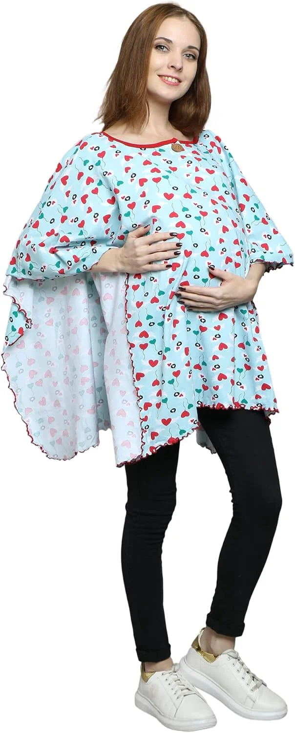 شال زنانه، تی شرت شیردهی بارداری، تونیک شیردهی، شال پانچو، هدیه نوزاد (رنگ سبز آبی، سایز "آزاد")، سبز آبی، آزاد