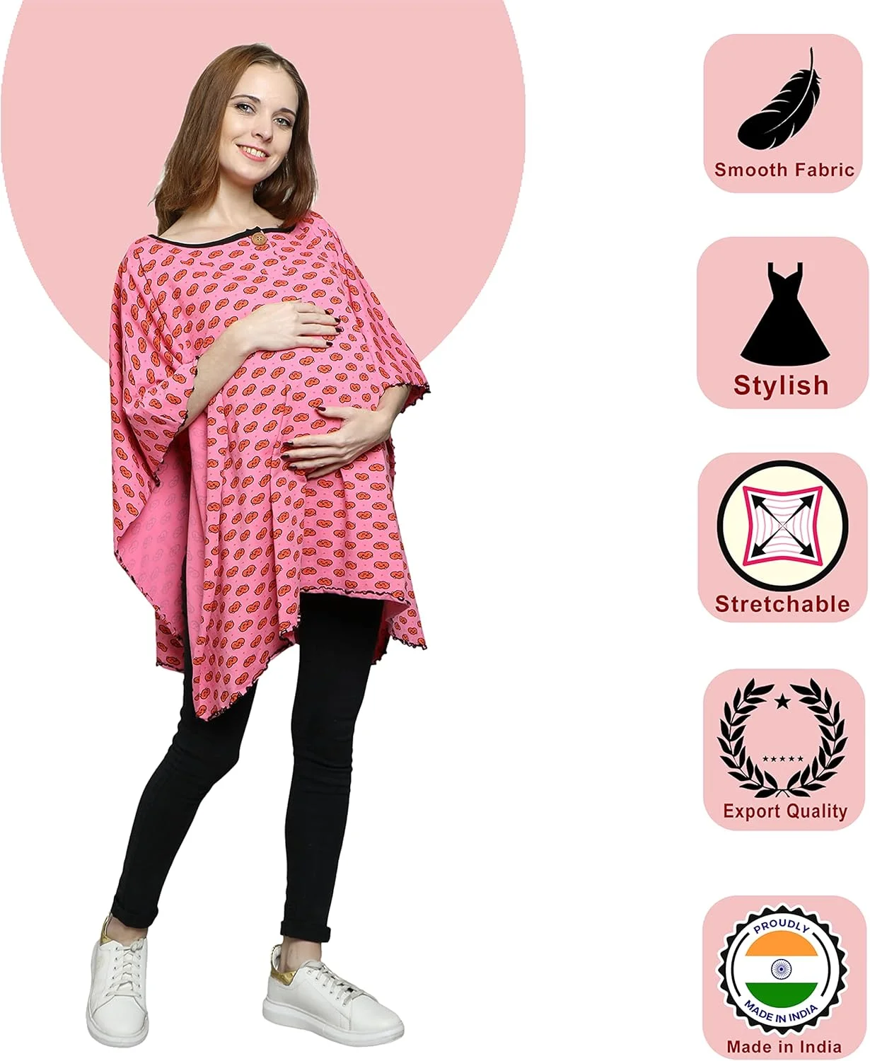 شال طرح قلب شیک سیلیبوم برای تی شرت بارداری و شیردهی زنانه، تاپ شیردهی یقه گرد، هدیه نوزاد برای زنان باردار