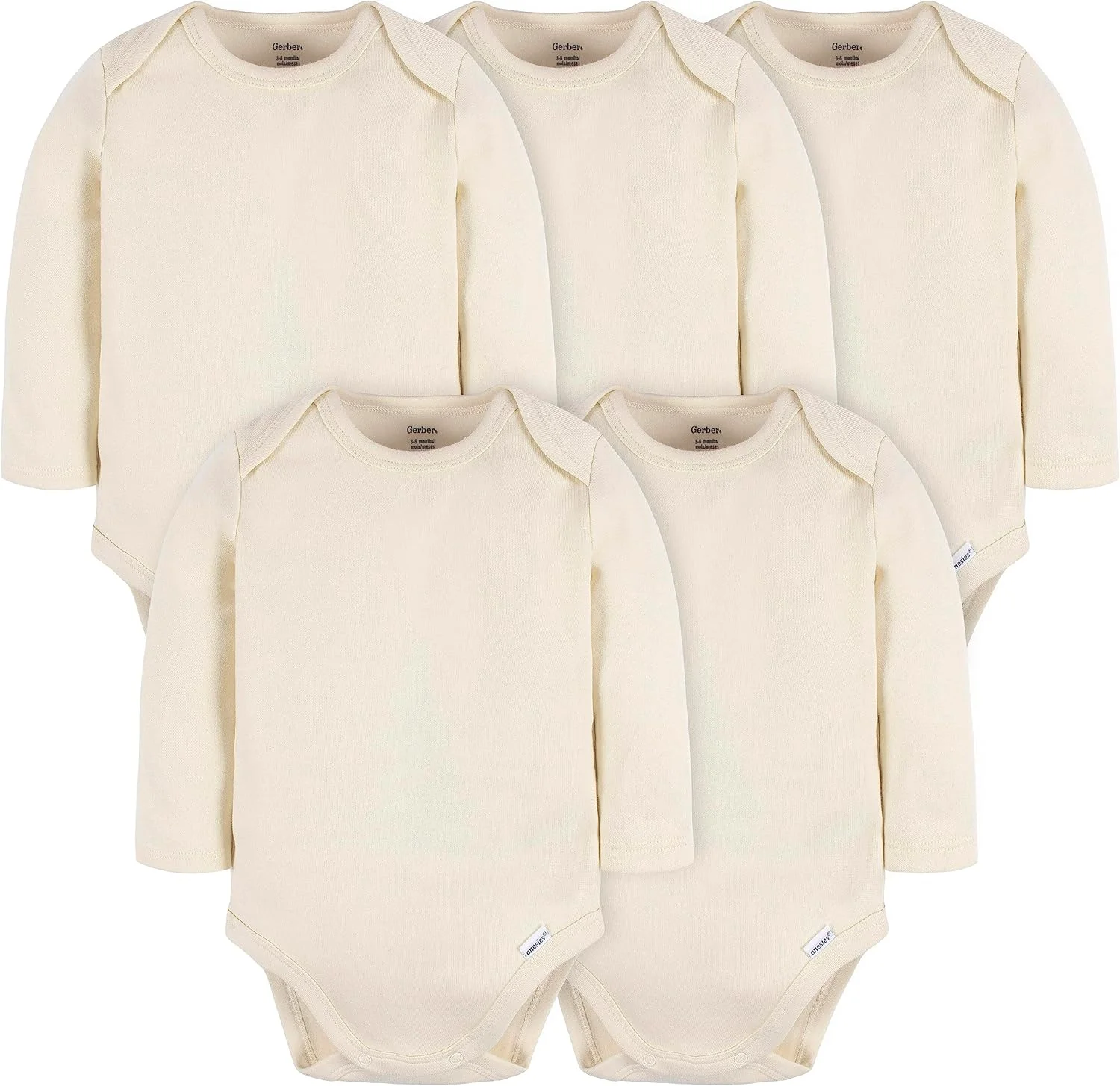 لباس زیر دکمه دار آستین بلند نوزادی و کودک نوپا، بسته 5 عددی