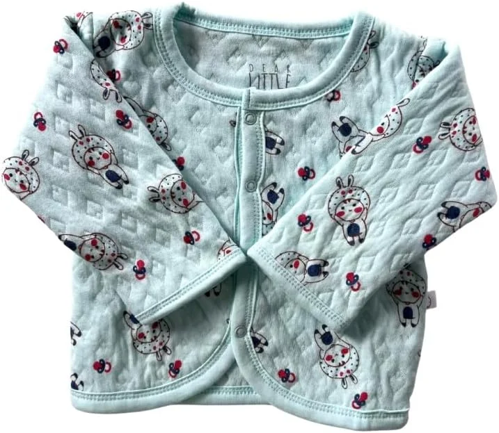 ست جلیقه و شلوار آستین بلند پنبه ای ضخیم نوزادی، آبی، 9 تا 12 ماه