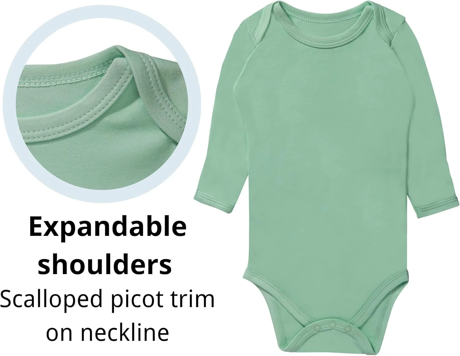 لباس زیر دکمه دار آستین بلند نوزادی GUISBY، مناسب برای دختر و پسر، 0-24 ماه، بسته 2 عددی