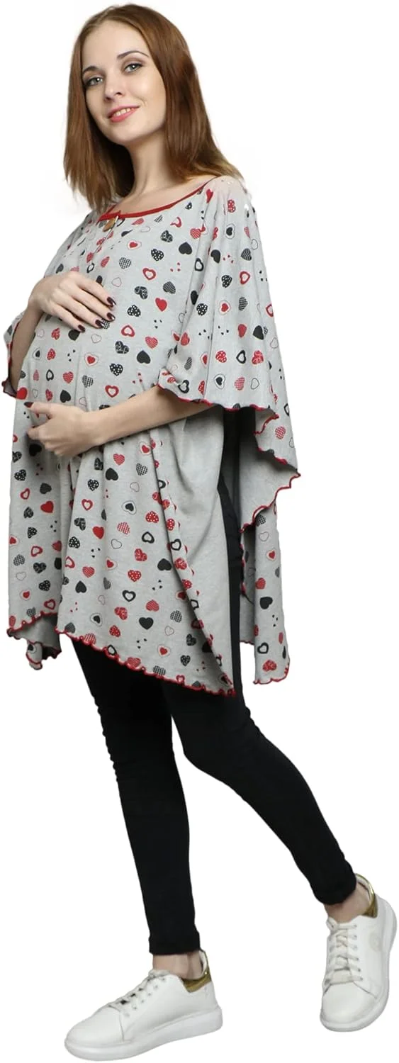 شال شیردهی زنانه مدل Poncho رنگ طوسی