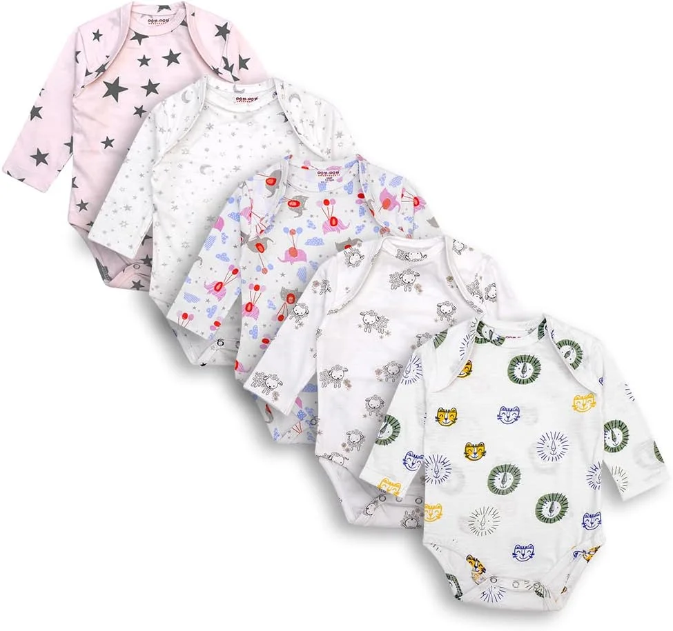 رامپرهای نخی آستین بلند طرح دار نوزادی، مناسب نوزادان دختر و پسر، چند رنگ 03، XS (0-3 ماه)