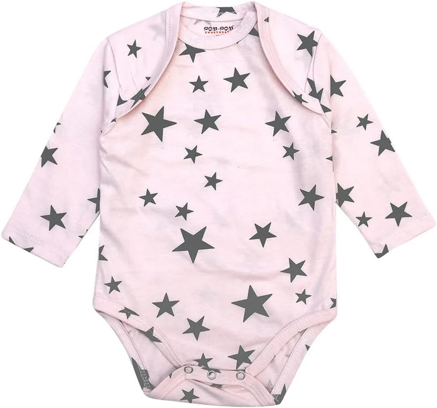 رامپرهای نخی آستین بلند طرح دار نوزادی، مناسب نوزادان دختر و پسر، چند رنگ 03، XS (0-3 ماه)