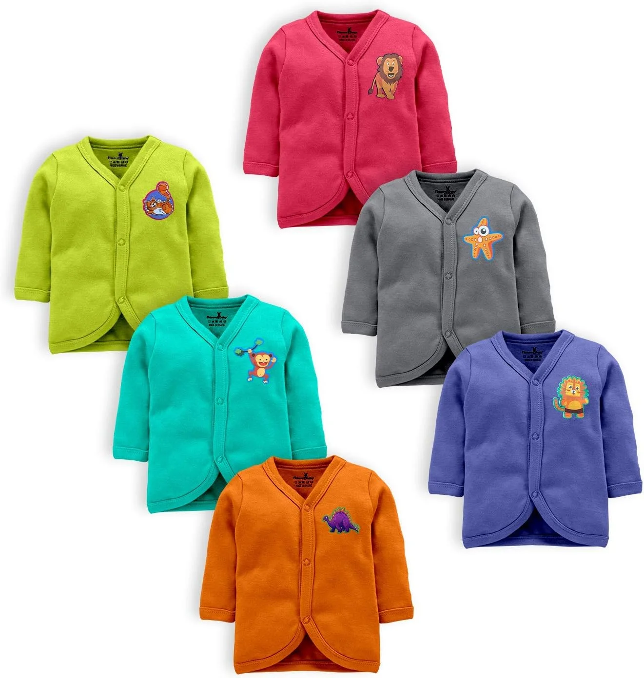 ست 12 تکه لباس نوزادی شامل تیشرت آستین بلند جلو باز، زیرپوش و شلوار جوراب دار - مناسب برای نوزاد 12 تا 18 ماه