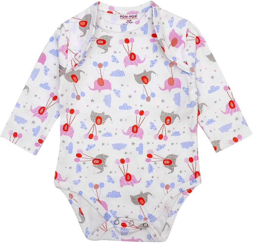 رامپرهای نخی آستین بلند طرح دار نوزادی، مناسب نوزادان دختر و پسر، چند رنگ 03، XS (0-3 ماه)