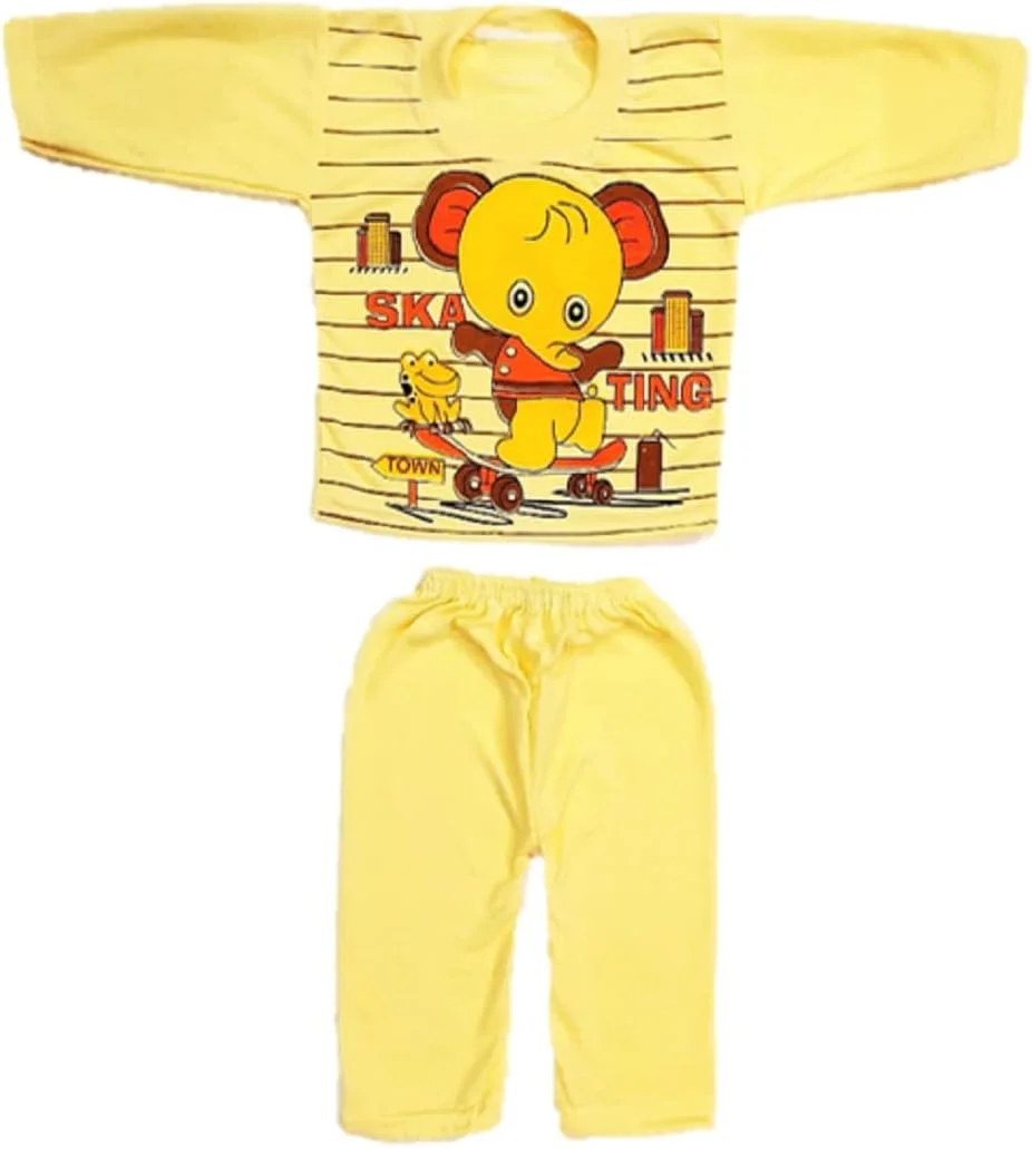 لباس نوزاد پسرانه و دخترانه، تیشرت و شلوار راحتی پنبه ای نرم | 6 عدد تیشرت آستین بلند + 6 عدد شلوار راحتی چند رنگ، سایز 0 تا 18 ماه