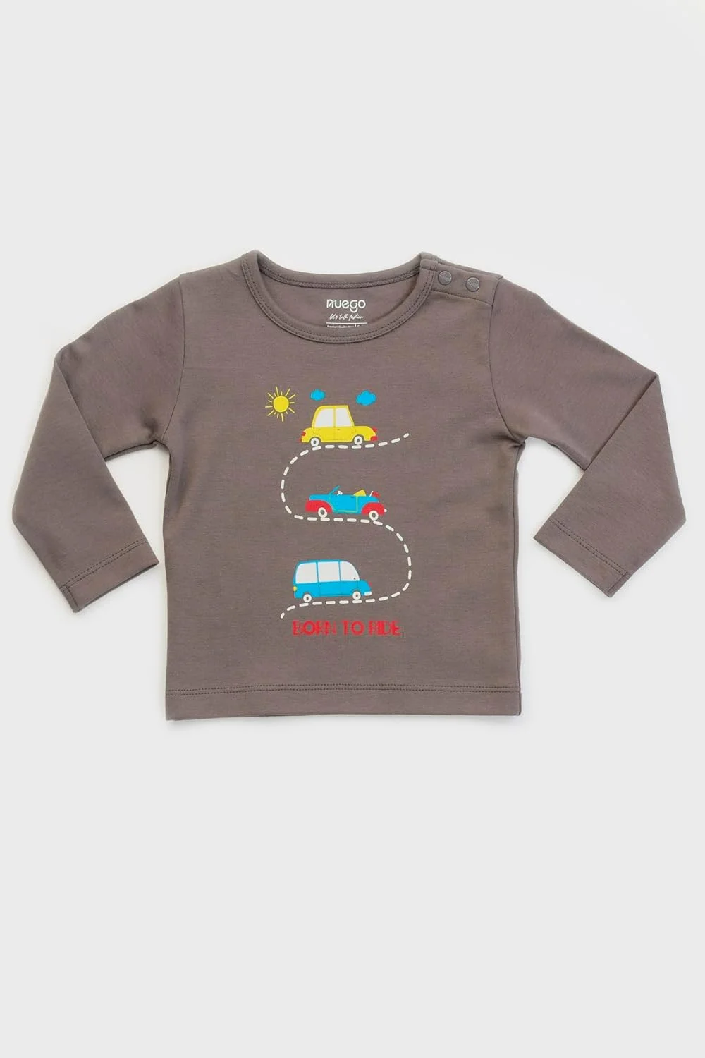 ست لباس پسرانه نوزادی طرح کارتونی نئوگو، تیشرت آستین بلند یقه گرد و شلوارک، مناسب 0 تا 24 ماه (قهوه ای، صورتی)