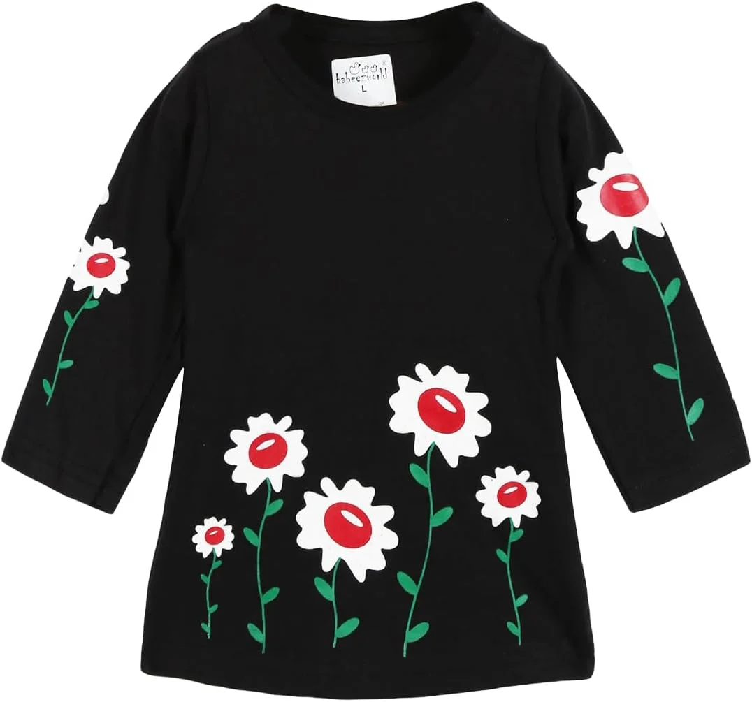 تی شرت آستین بلند نخی طرح دار دخترانه Babeezworld آبی 05011297001028-$P