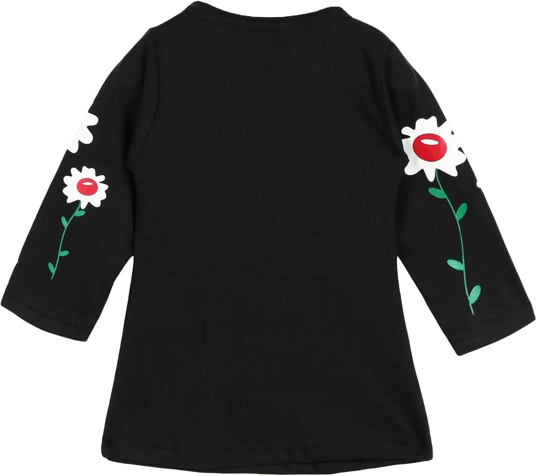 تی شرت آستین بلند نخی طرح دار دخترانه Babeezworld آبی 05011297001028-$P