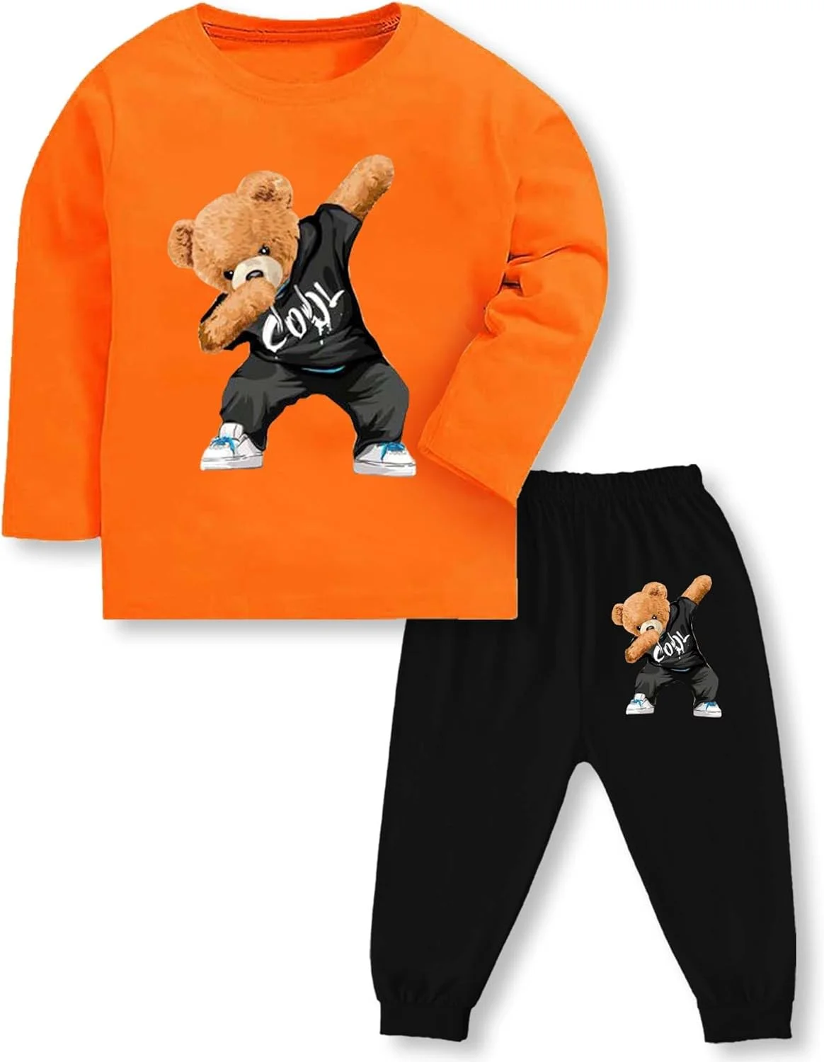 ست لباس پنبه ای طرح دار شامل تیشرت آستین بلند و شلوار راحتی مناسب نوزاد، کودک، پسر و دختر (بسته 3 عددی)