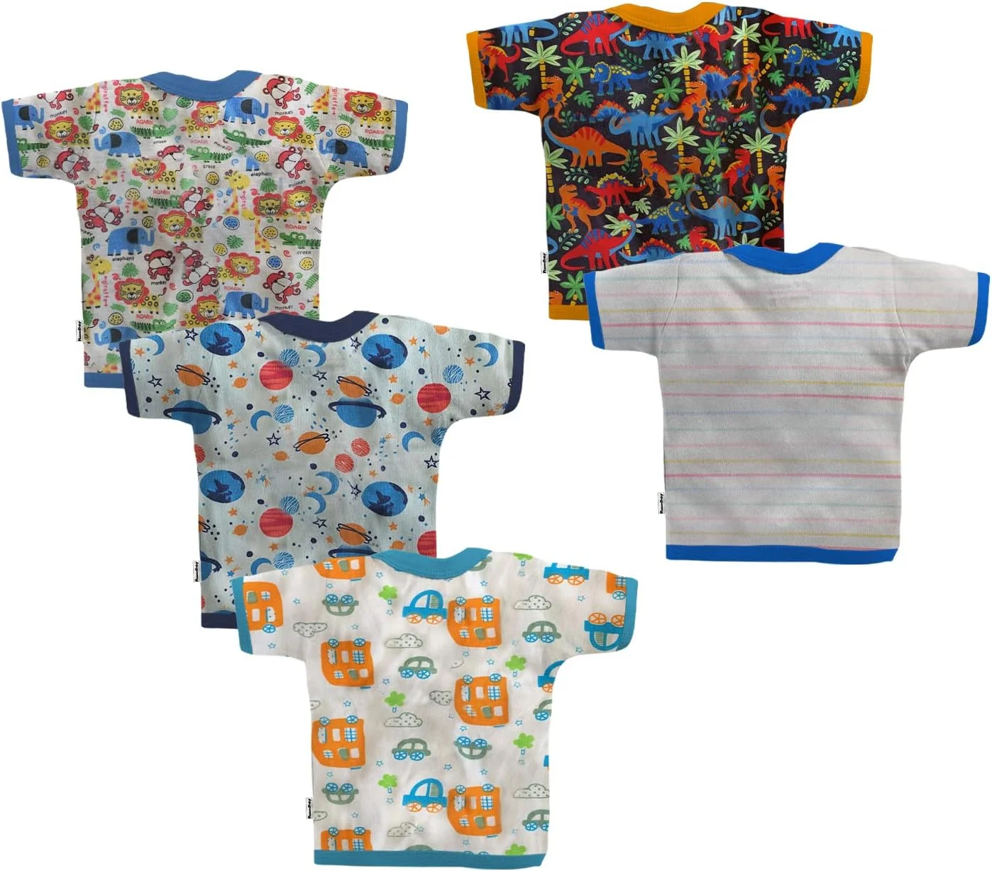 تی شرت/ژابلا/لباس خواب چاپی نوزادی پسرانه و دخترانه Tinchuk با طرح های متنوع - بسته چندتایی، چند رنگ - 3 عدد، 0-3 ماه