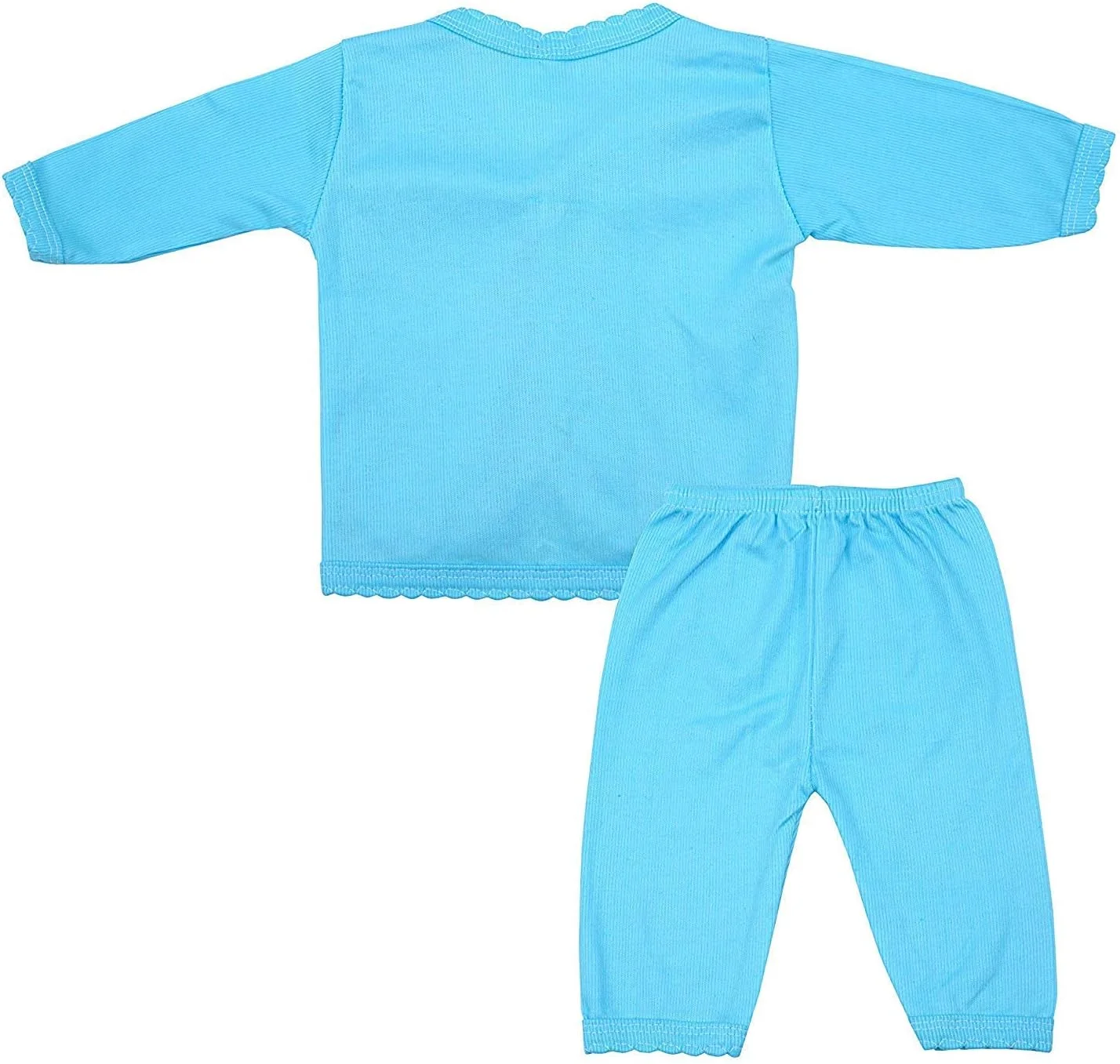 ست تی‌شرت آستین‌دار و شلوار نوزادی از جنس پلی‌استر و پنبه، رنگ ثابت، مناسب 0 تا 6 ماه (بسته 5 عددی)، چند رنگ