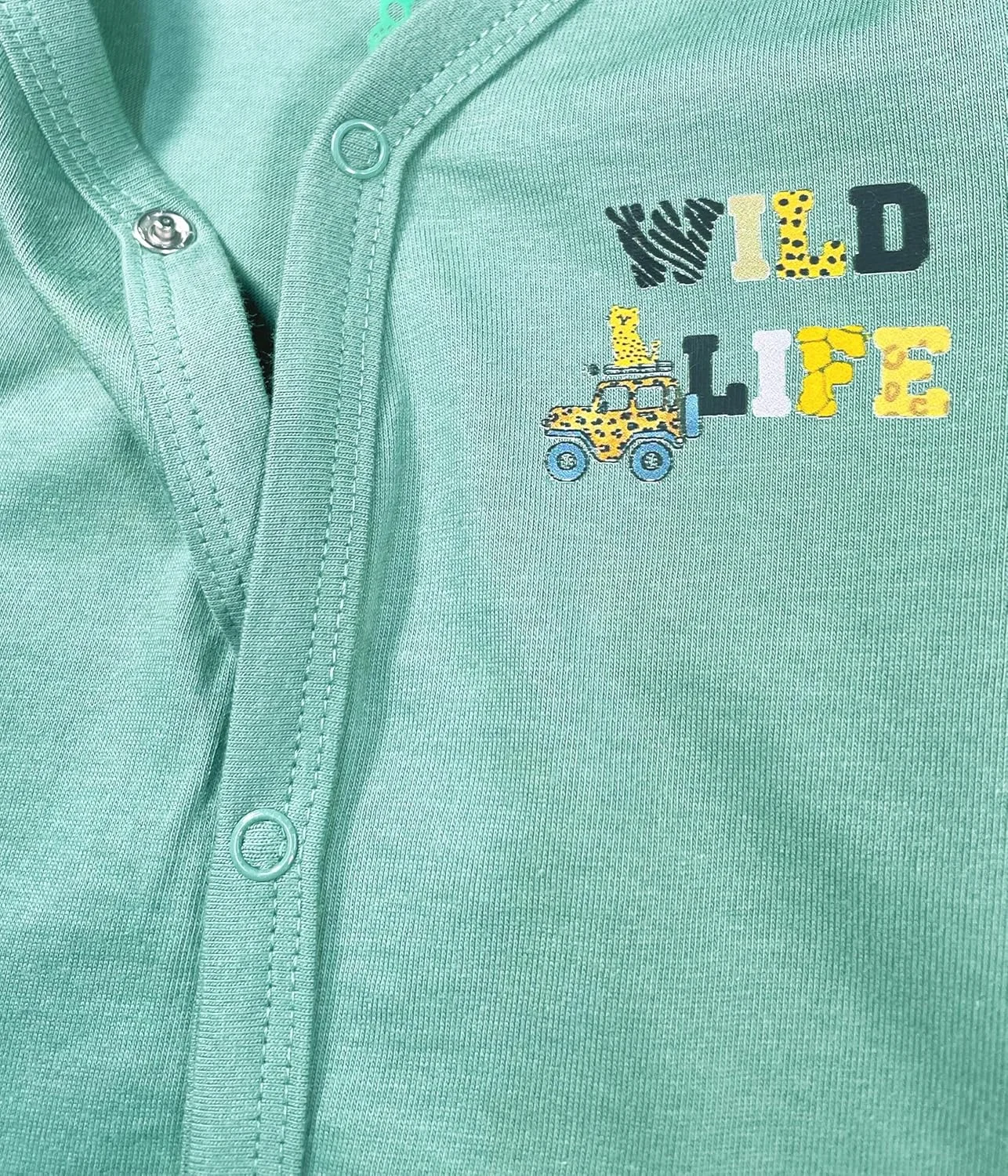 تی‌شرت آستین بلند نوزادی جلو باز دکمه‌دار YUV، ست 5 عددی، رنگ‌های متنوع