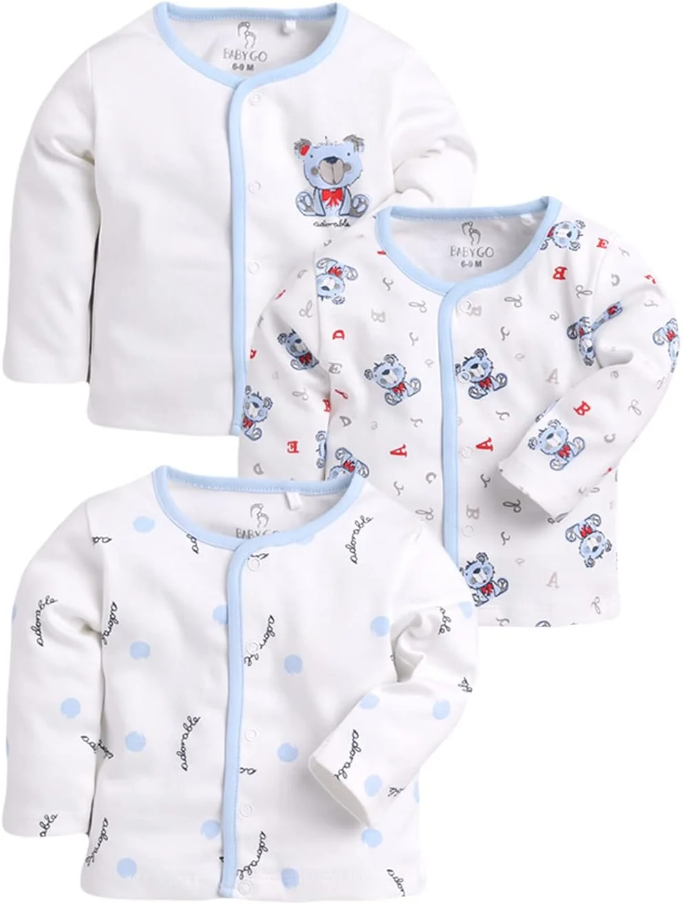 بی بی گو، ست ۳ تایی آستین بلند یقه گرد دکمه دار برای نوزاد پسر
