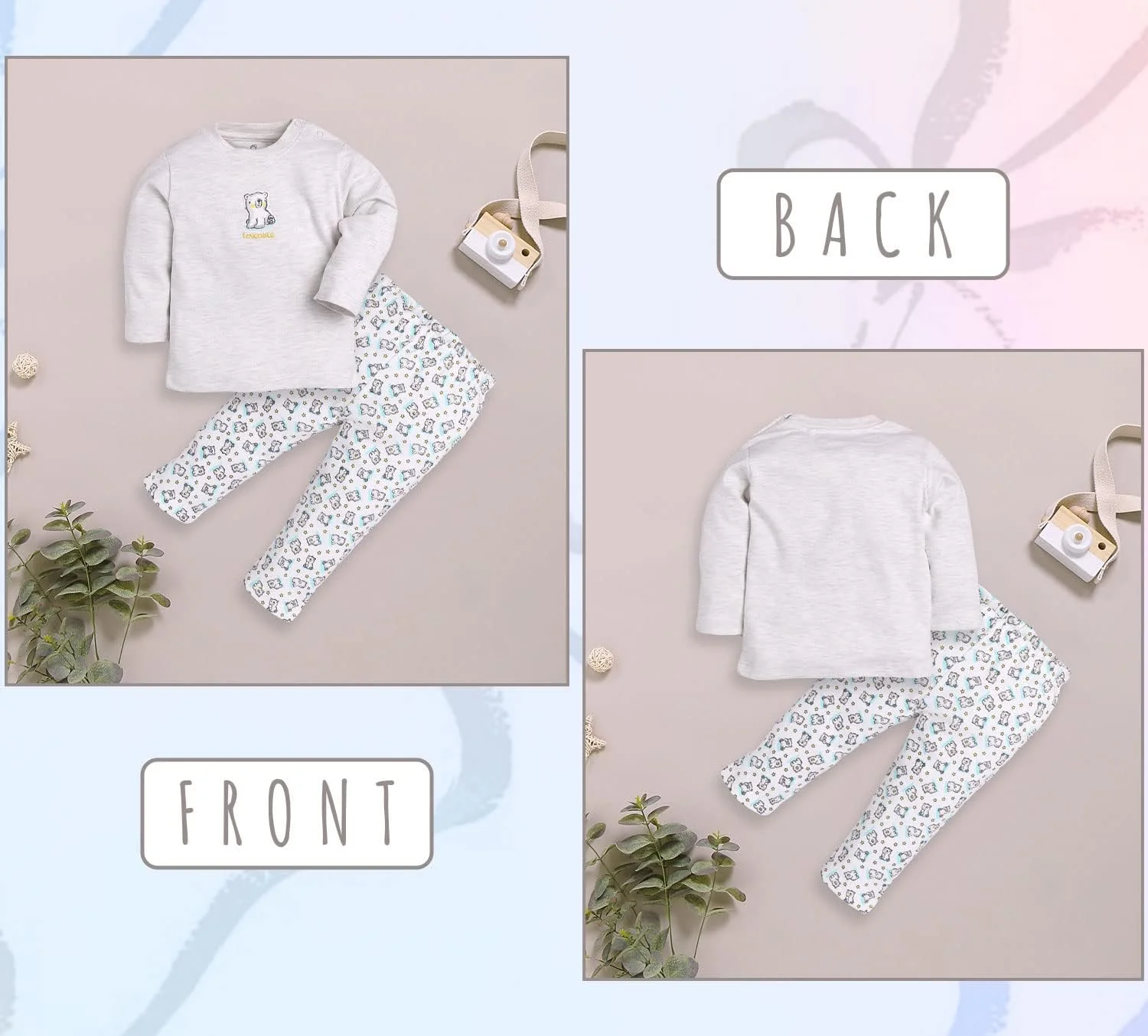ست تی‌شرت و شلوار پنبه‌ای نوزادی بیبی‌گو، مناسب برای دختر و پسر