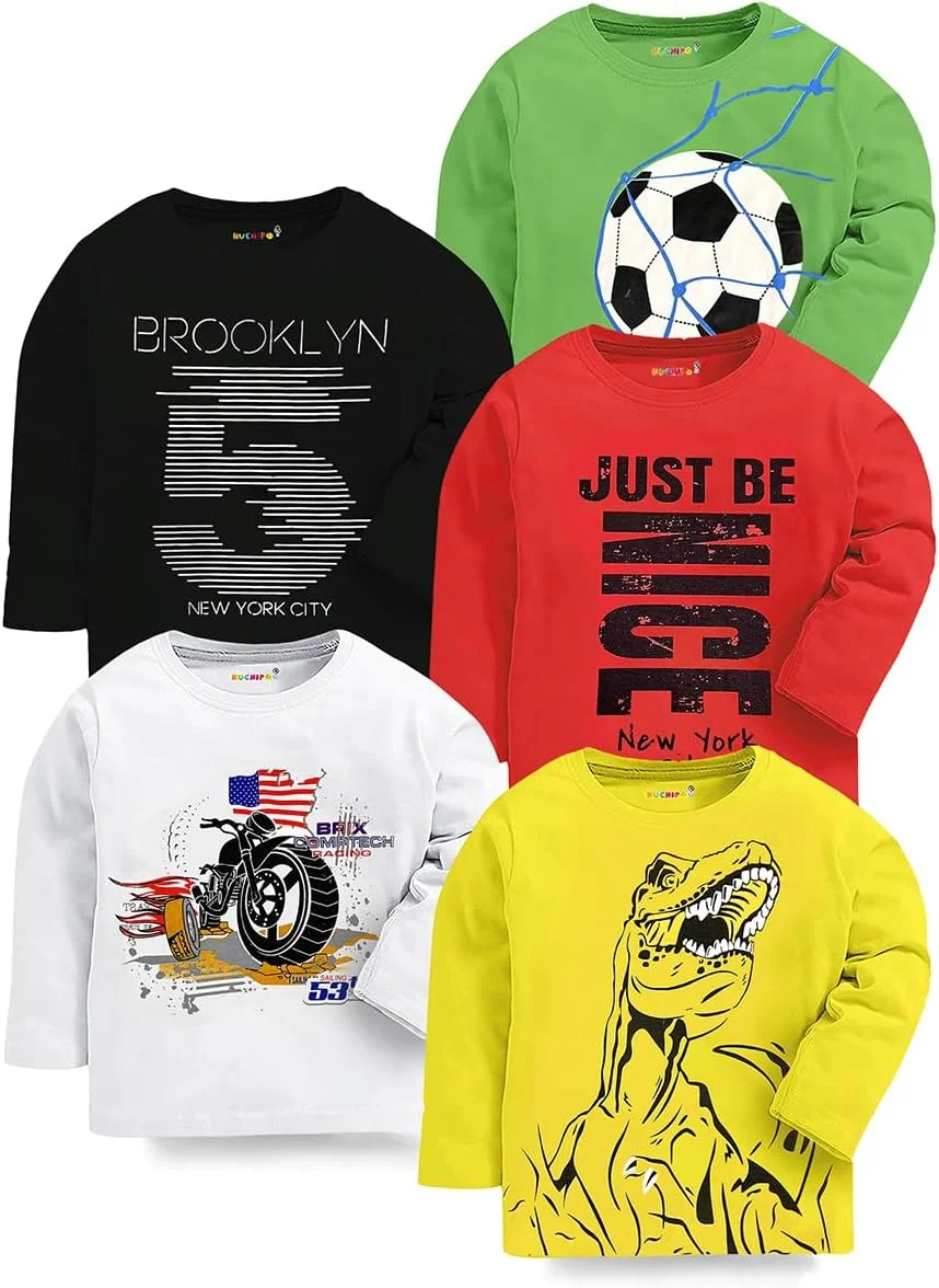 تی شرت آستین بلند پسرانه Kuchipoo - بسته 5 عددی، چند رنگ (Tshrt-196)