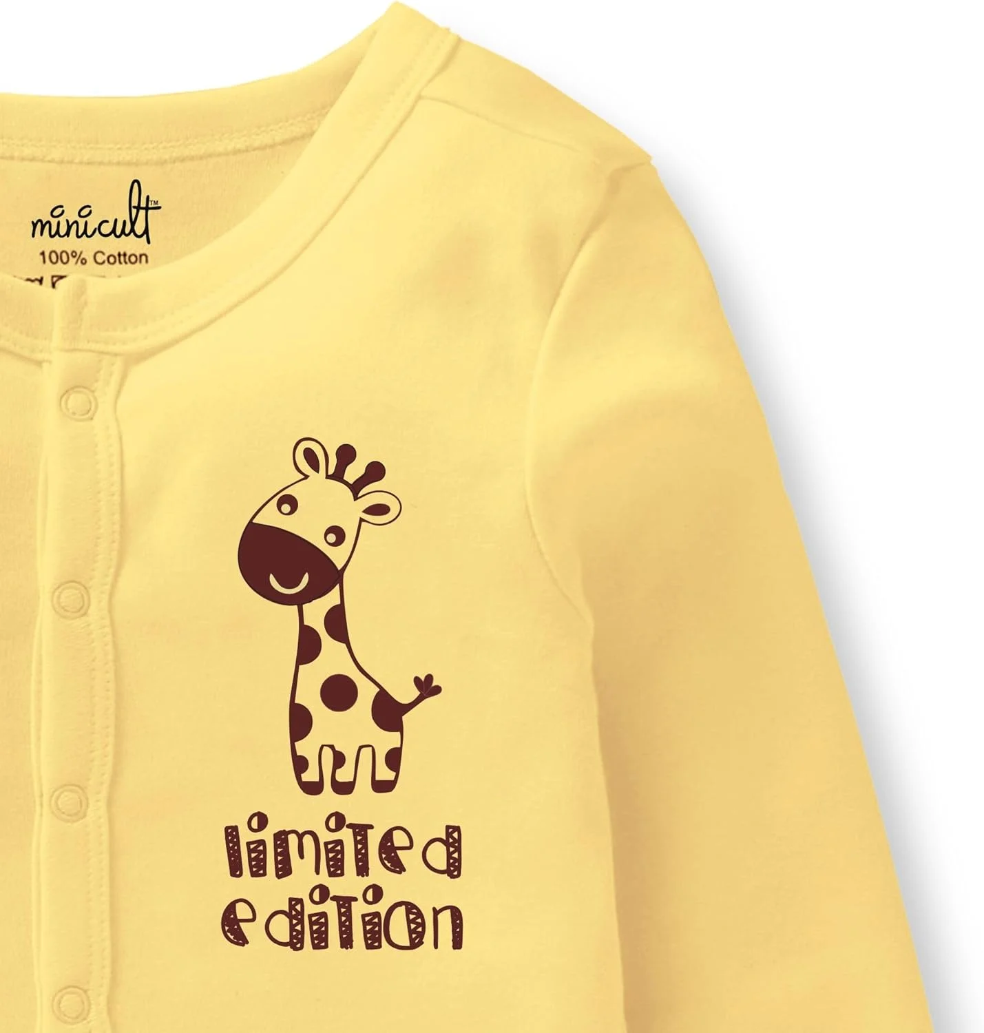 تی‌شرت آستین بلند جلو باز نخی یونی‌سکس minicult با دکمه‌های فشاری و طرح‌های زیبا (بسته 6 عددی ژابلا، چند رنگ، 3 تا 6 ماه) چند رنگ