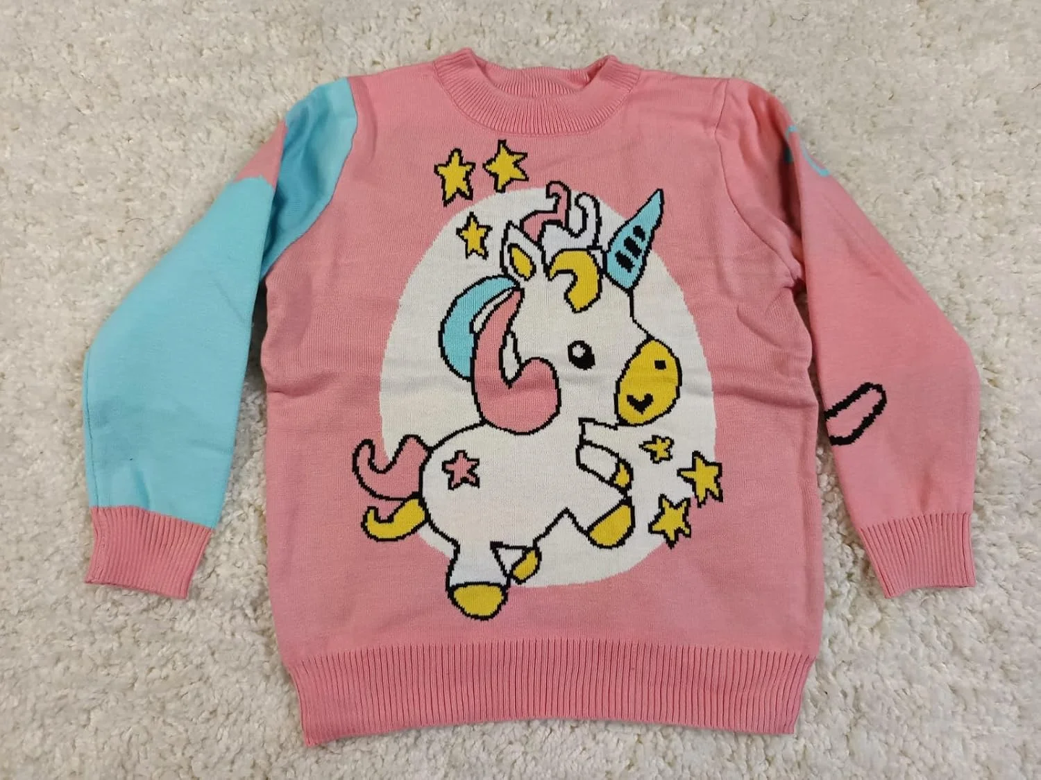 تی‌شرت و سویشرت آستین بلند یقه گرد بچگانه با طرح تک شاخ مناسب فصل زمستان برای نوزادان و کودکان دختر و پسر