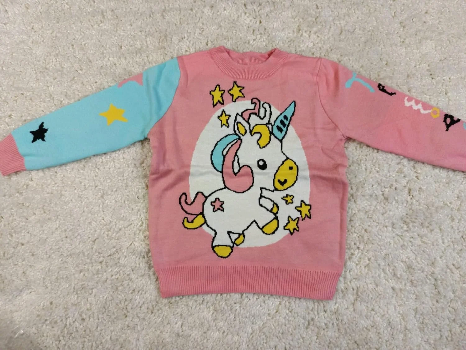 تی‌شرت و سویشرت آستین بلند یقه گرد بچگانه با طرح تک شاخ مناسب فصل زمستان برای نوزادان و کودکان دختر و پسر