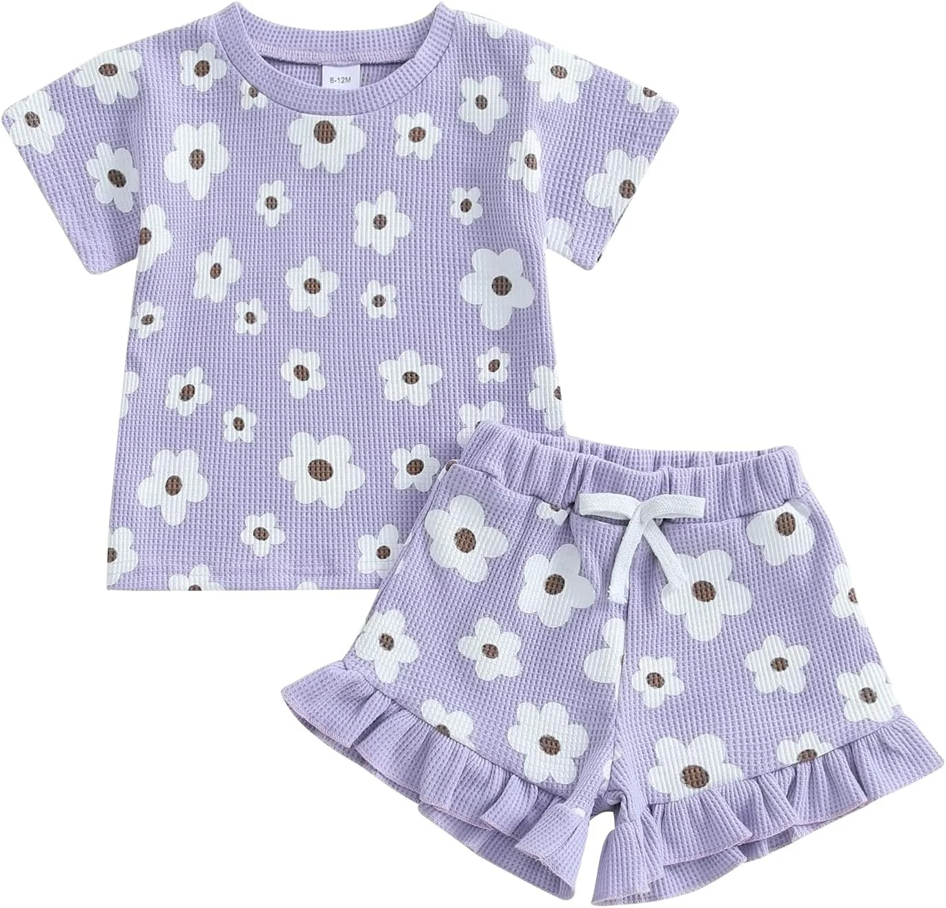 لباس بچه گانه دخترانه Geagodelia، ست بلوز آستین کوتاه طرح گل و شورت چین دار کمر کشی، مناسب بهار و تابستان، 2 تکه