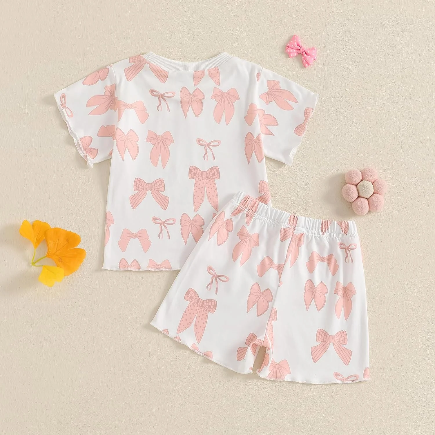 لباس های بهاری و تابستانی دخترانه Geagodelia، تیشرت آستین کوتاه با طرح پاپیون/گل، تاپ و شورت کمر کشی، ست 2 تکه لباس برای دختران کوچک