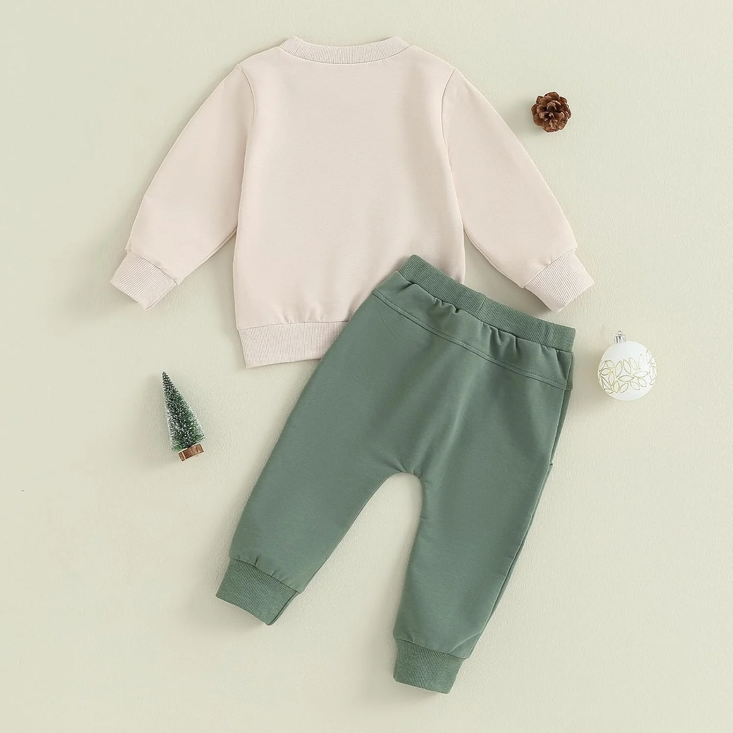 لباس کریسمس نوزادی پسرانه Carolilly، تیشرت آستین بلند طرح درخت کریسمس و حروف + شلوار ست 2 تکه