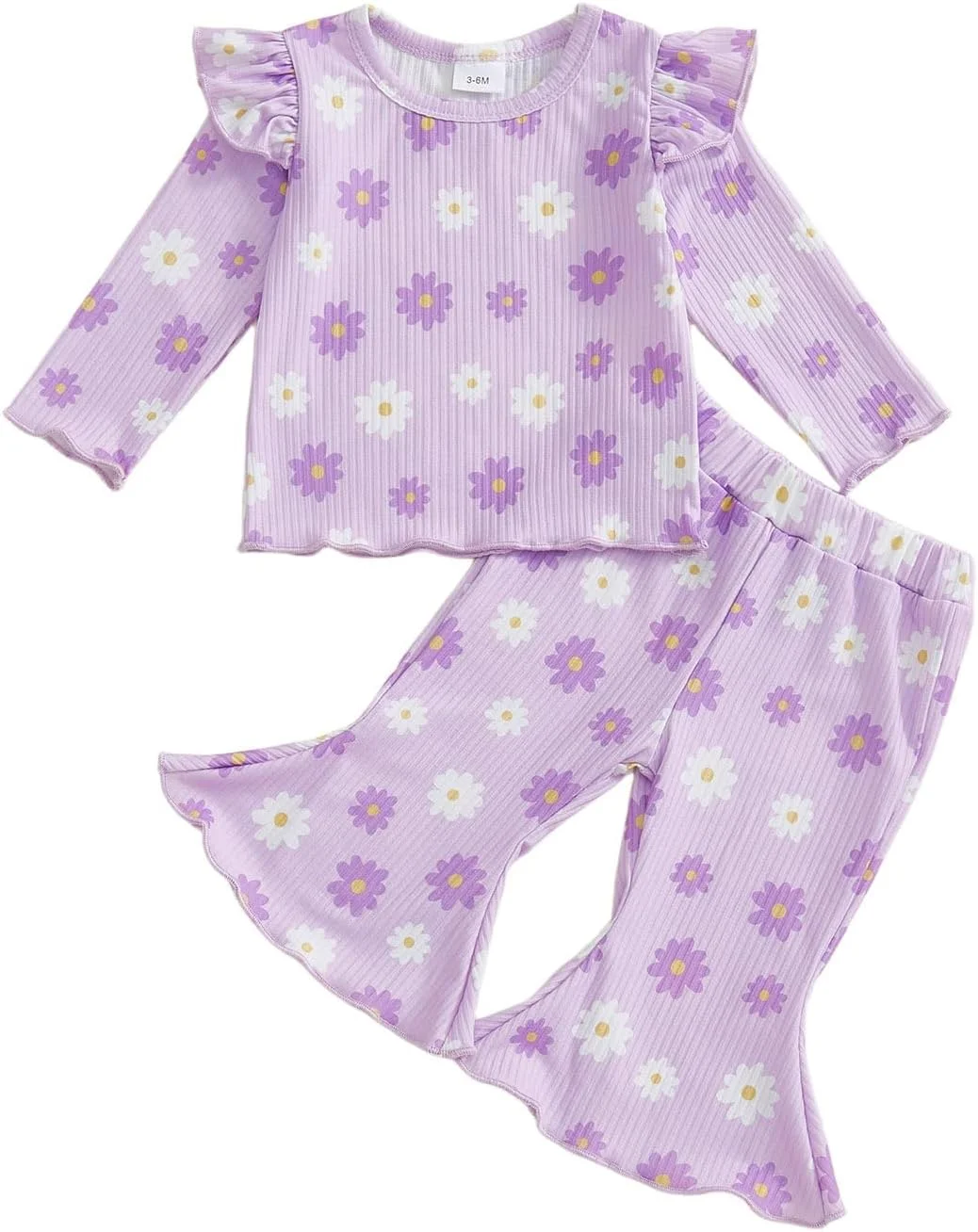 لباس دخترانه Geagodelia مناسب کودکان ۲-۳ سال، شامل بلوز آستین بلند طرح گلدار، تی شرت، پلیور و شلوار دمپا گشاد کمر کشی، ست ۲ تکه لباس نوزاد دخترانه ۱۲-۱۸ ماه