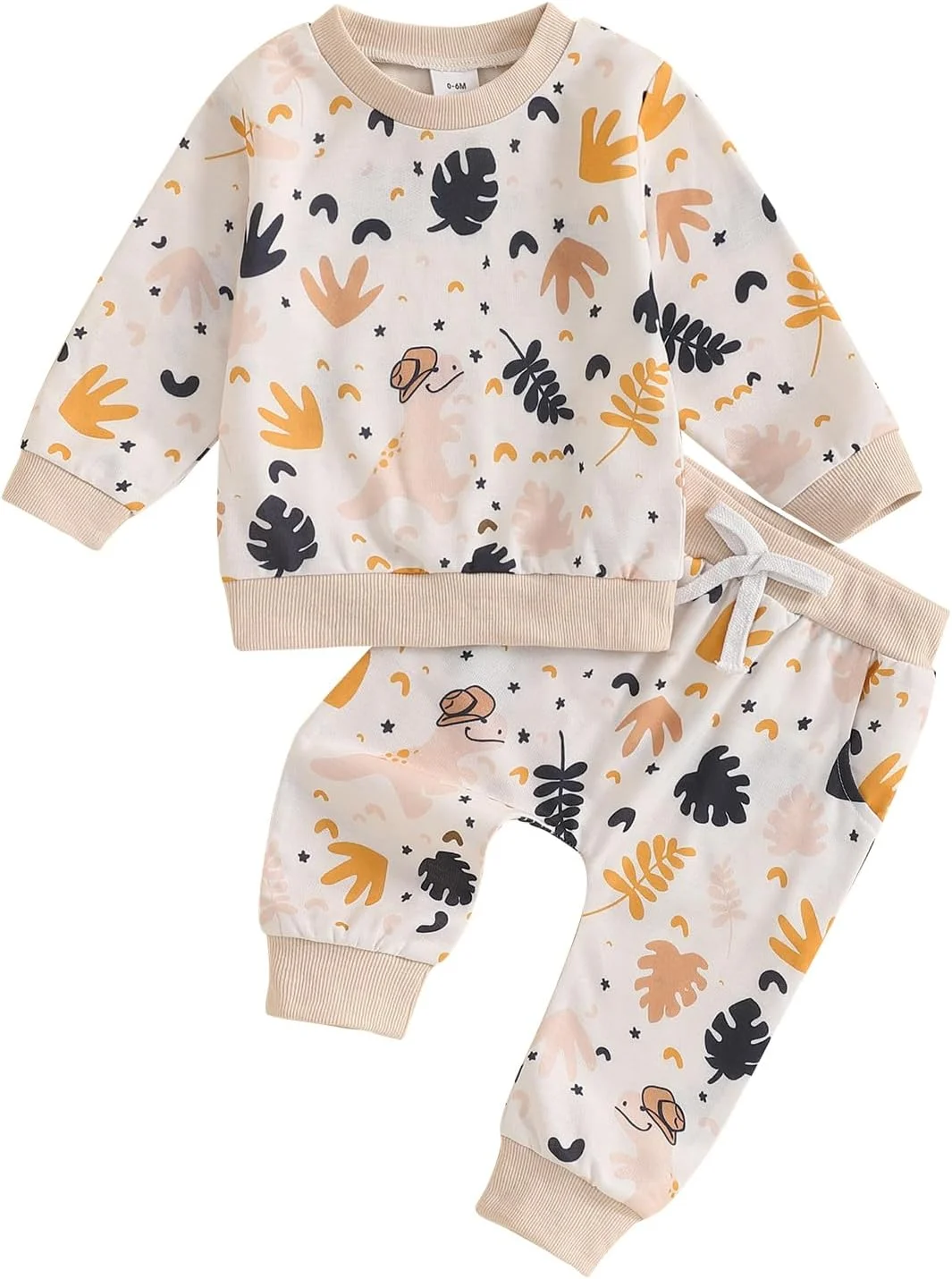 Geagodelia ست لباس پاییزی و زمستانی پسرانه، بلوز آستین بلند طرح دایناسور و شلوار ورزشی کمر کشی، ست 2 تکه لباس برای پسران کوچک