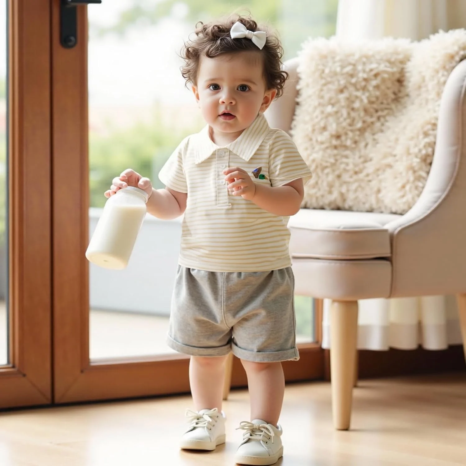 Geagodelia تی شرت های تابستانی پسرانه و دخترانه، آستین کوتاه، یقه برگردان، گلدوزی گرافیکی، راه راه، تی شرت گشاد، تاپ های بلوز برای بچه های کوچک، لباس های روزمره غیر رسمی