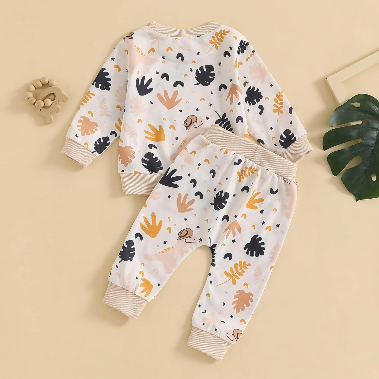 Geagodelia ست لباس پاییزی و زمستانی پسرانه، بلوز آستین بلند طرح دایناسور و شلوار ورزشی کمر کشی، ست 2 تکه لباس برای پسران کوچک