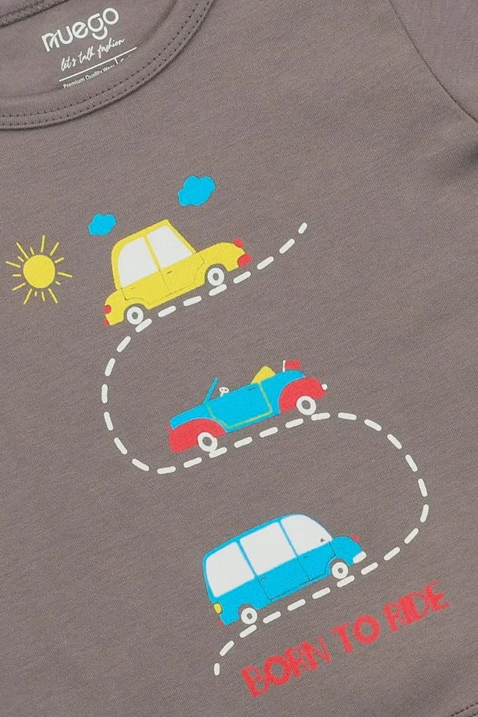 ست لباس پسرانه نوزادی طرح کارتونی نئوگو، تیشرت آستین بلند یقه گرد و شلوارک، مناسب 0 تا 24 ماه (قهوه ای، صورتی)