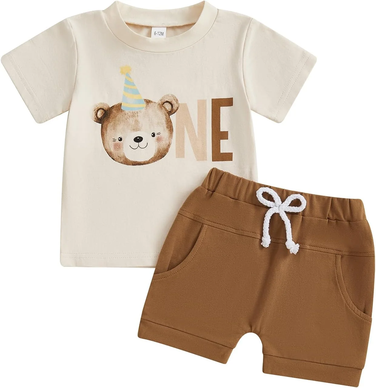 ست لباس پسرانه نوزادی Geagodelia شامل تیشرت آستین کوتاه و شلوارک