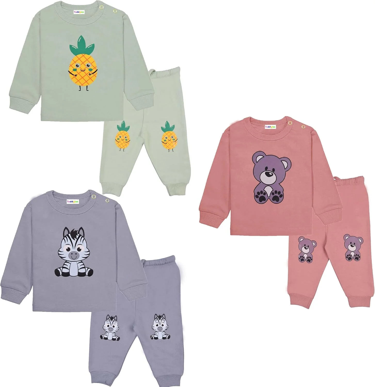 ست لباس خواب نوزادی تودیلون، لباس زمستانی پسرانه و دخترانه | ست تی شرت و شلوار | تی شرت و شلوار | بلوز و جاگر | لباس زمستانی